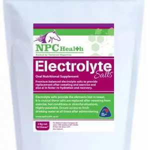 Electrolyte salts for horses that sweat for salt replacement.