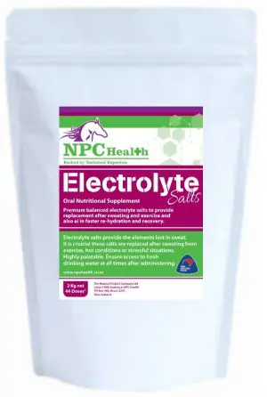 Electrolyte salts for horses that sweat for salt replacement.