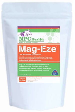 Magnesium for grass affected horses and to assist in calming muscles and nerves.